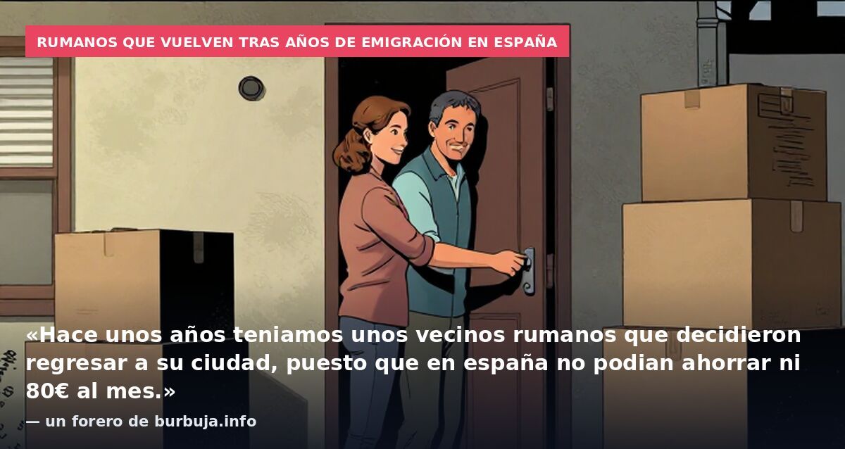 Rumanos que vuelven tras años de emigración en España: «Hace unos años teniamos unos vecinos rumanos que decidieron regresar a su ciudad, puesto que en españa no podian ahorrar ni 80€ al mes.» — un forero de burbuja.info