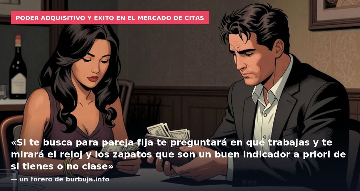 Poder adquisitivo y éxito en el mercado de citas: «Si te busca para pareja fija te preguntará en qué trabajas y te mirará el reloj y los zapatos que son un buen indicador a priori de si tienes o no clase» — un forero de burbuja.info