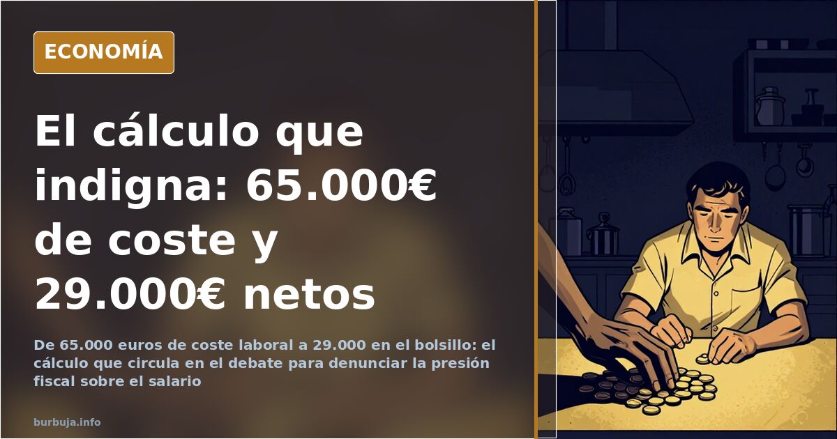 Billetes de euro y una calculadora junto a una nómina, ilustrando el peso de la presión fiscal sobre el salario bruto