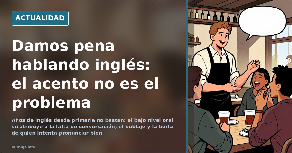 Estudiante español practicando la pronunciación del inglés frente a un espejo con auriculares y apuntes sobre la mesa