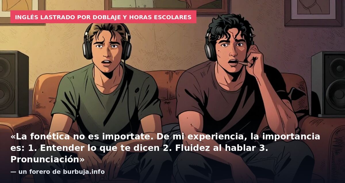 Inglés lastrado por doblaje y horas escolares: «La fonética no es importate. De mi experiencia, la importancia es: 1. Entender lo que te dicen 2. Fluidez al hablar 3. Pronunciación» — un forero de burbuja.info
