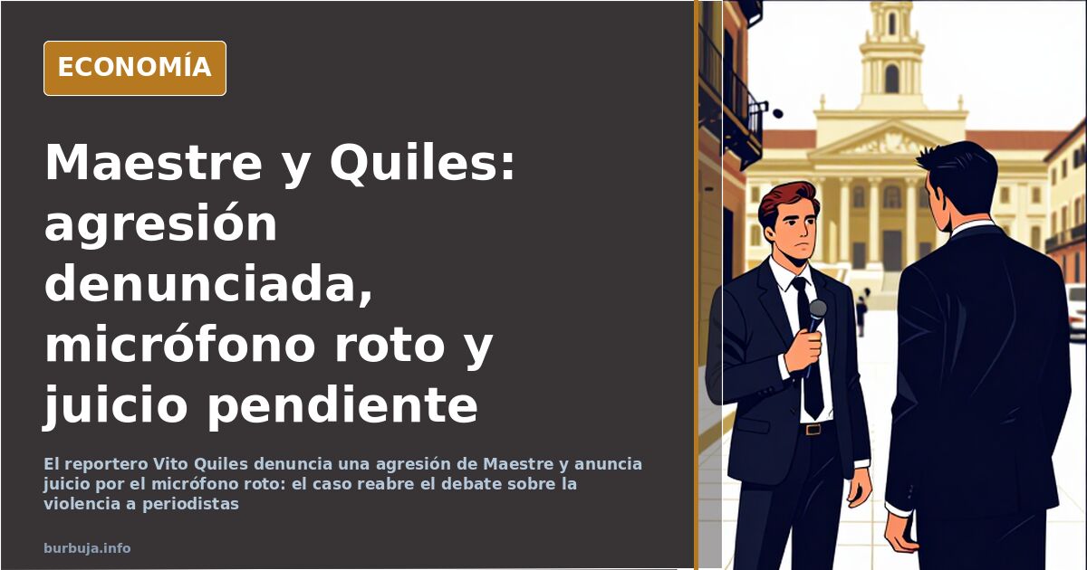 Ilustración editorial de un micrófono roto en el suelo junto a una acera urbana vacía, símbolo de la agresión denunciada por 