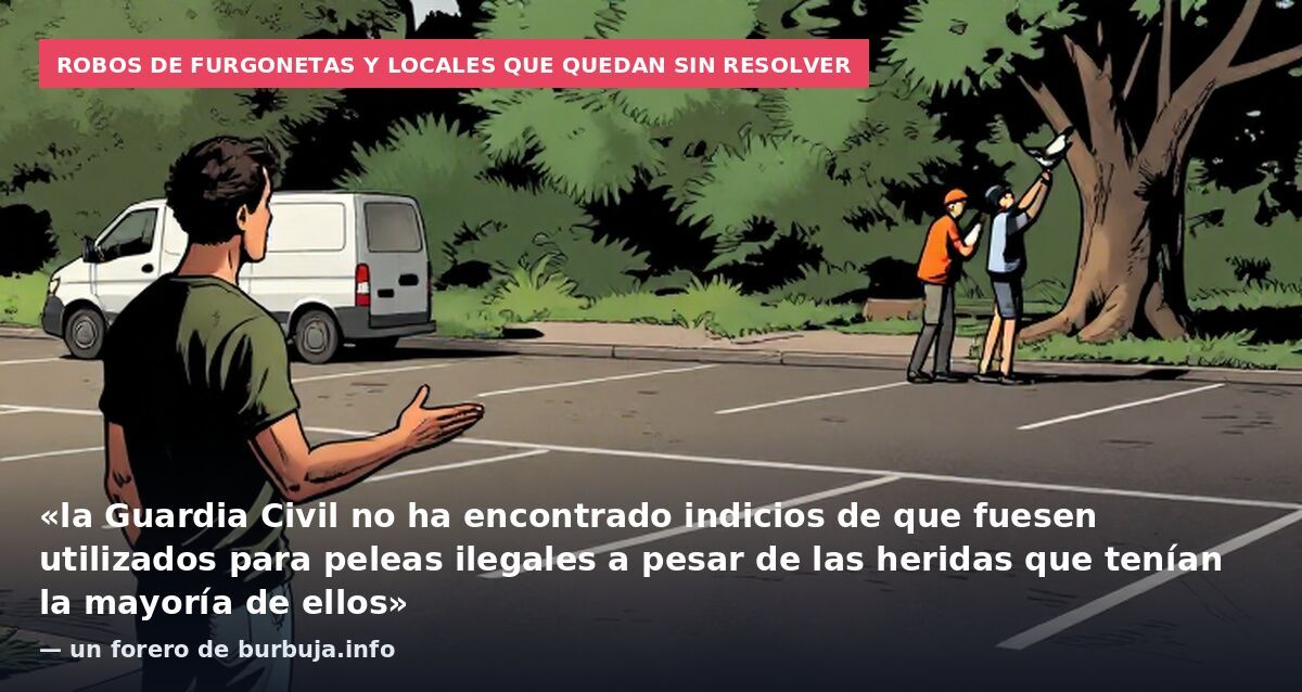 Robos de furgonetas y locales que quedan sin resolver: «la Guardia Civil no ha encontrado indicios de que fuesen utilizados para peleas ilegales a pesar de las heridas que tenían la mayoría de ellos» — un forero de burbuja.info