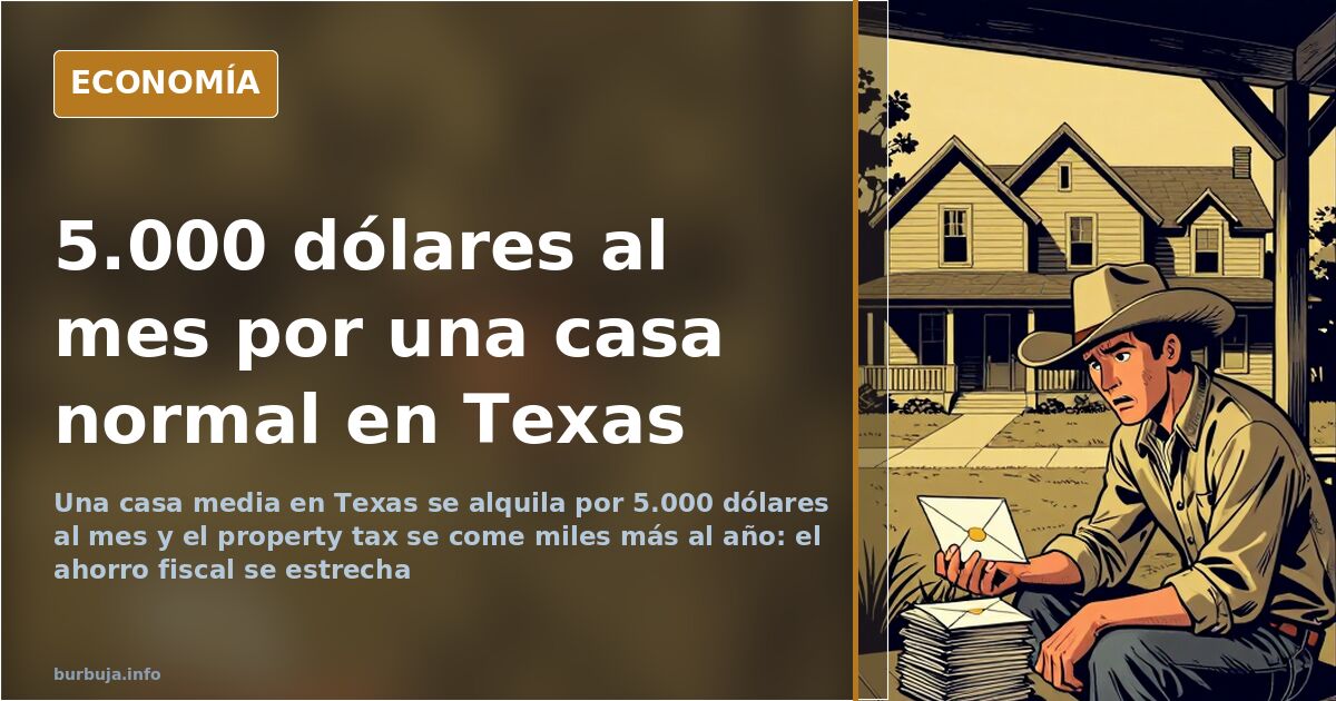 Casas unifamiliares dispersas junto a una autopista de Texas bajo el sol intenso