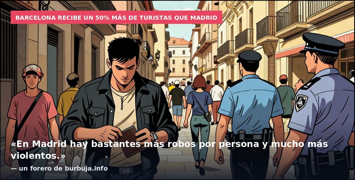 Barcelona recibe un 50% más de turistas que Madrid: «En Madrid hay bastantes más robos por persona y mucho más violentos.» — un forero de burbuja.info