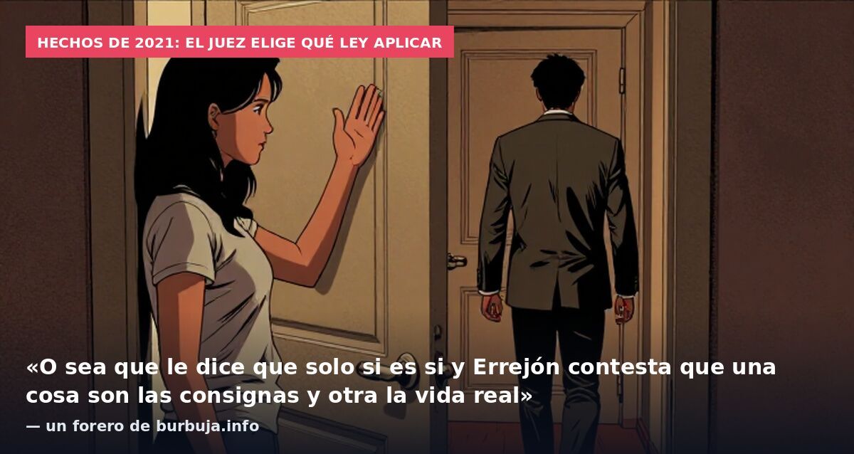 Hechos de 2021: el juez elige qué ley aplicar: «O sea que le dice que solo si es si y Errejón contesta que una cosa son las consignas y otra la vida real» — un forero de burbuja.info