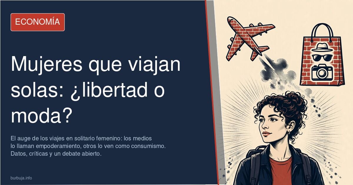Imagen de una mujer con mochila en un aeropuerto, ilustrando la tendencia de viajes en solitario