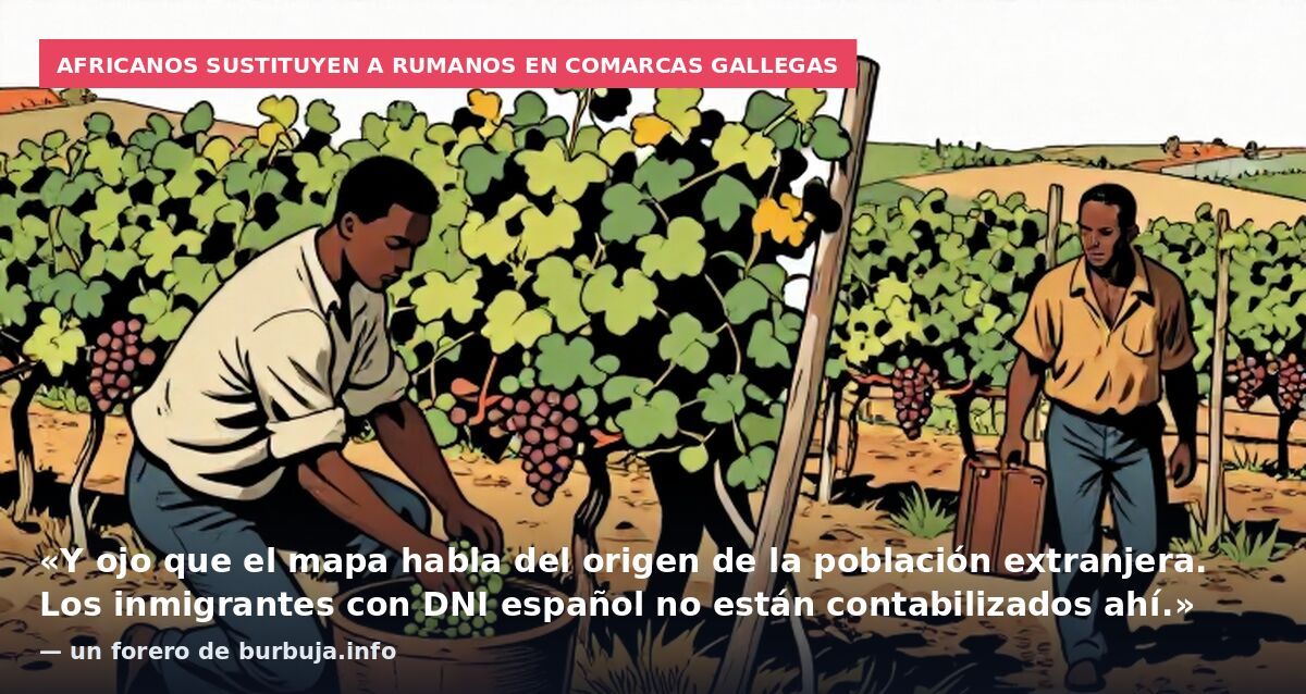Africanos sustituyen a rumanos en comarcas gallegas: «Y ojo que el mapa habla del origen de la población extranjera. Los inmigrantes con DNI español no están contabilizados ahí.» — un forero de burbuja.info