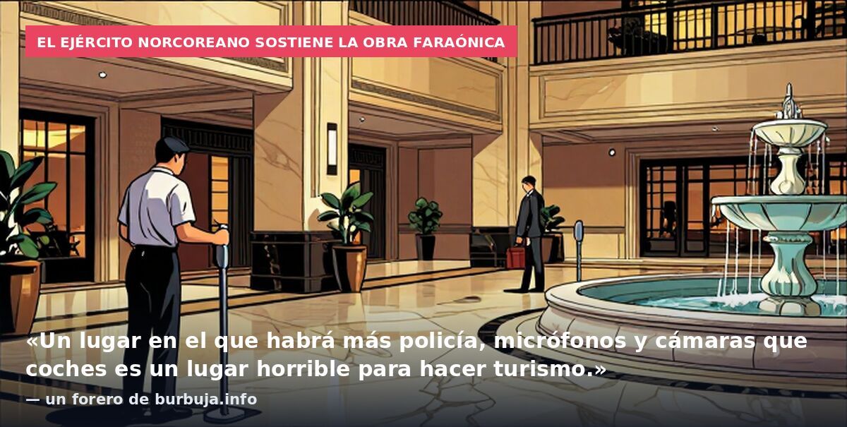 El Ejército norcoreano sostiene la obra faraónica: «Un lugar en el que habrá más policía, micrófonos y cámaras que coches es un lugar horrible para hacer turismo.» — un forero de burbuja.info