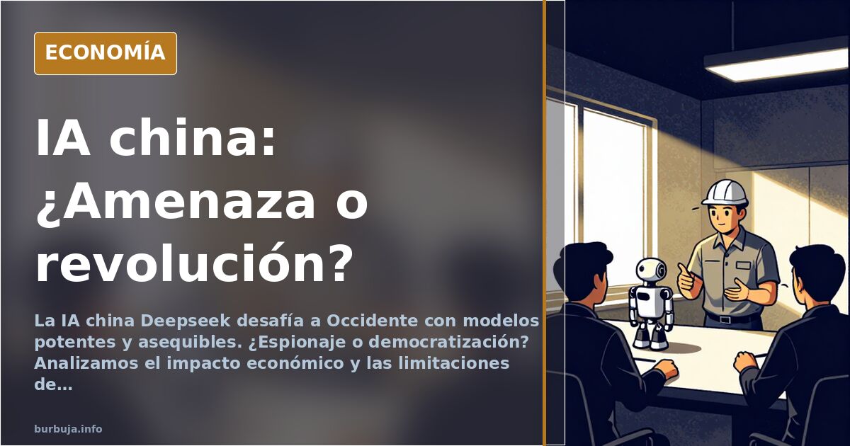 Representación abstracta de inteligencia artificial con elementos chinos y occidentales en contraste