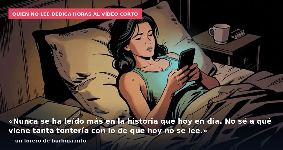 Quien no lee dedica horas al vídeo corto: «Nunca se ha leído más en la historia que hoy en día. No sé a qué viene tanta tontería con lo de que hoy no se lee.» — un forero de burbuja.info