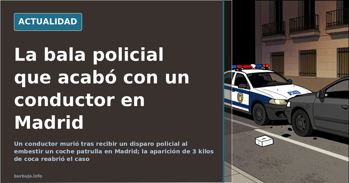 Coches patrulla y cinta policial en una calle de Madrid tras el disparo a un conductor que embistió a la Policía