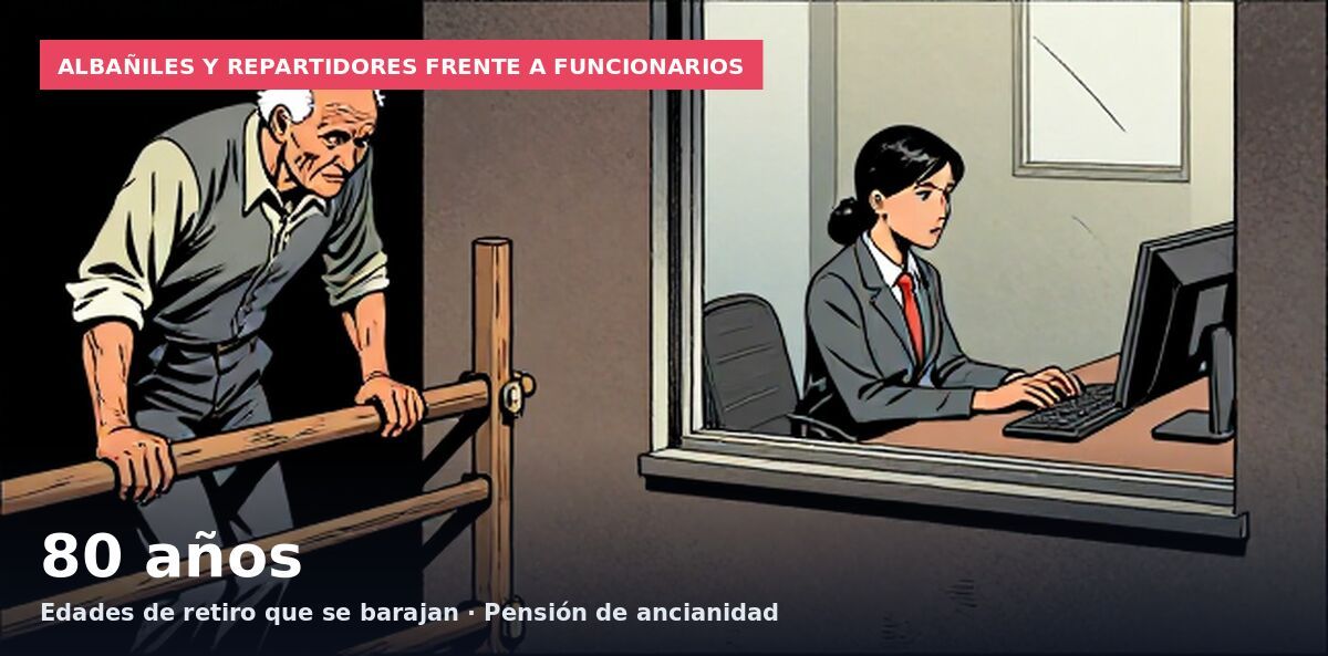 Albañiles y repartidores frente a funcionarios: 80 años Edades de retiro que se barajan · Pensión de ancianidad