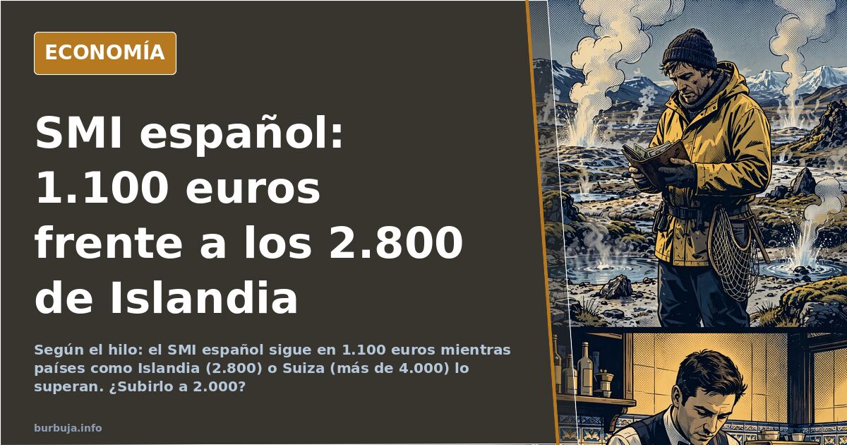 Apunte editorial de un billete de euro junto a una tabla descendente de salarios mínimos europeos sobre fondo azul marino