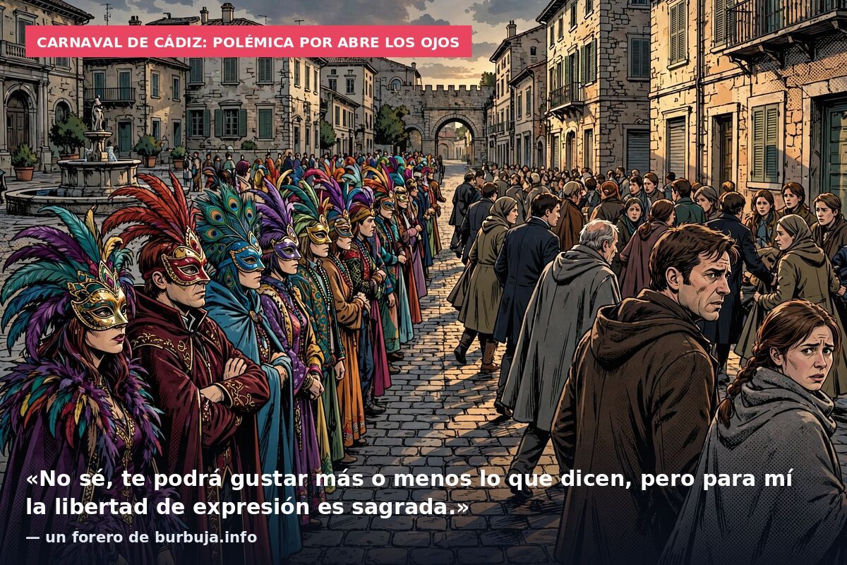 Carnaval de Cádiz: polémica por Abre los ojos: «No sé, te podrá gustar más o menos lo que dicen, pero para mí la libertad de expresión es sagrada.» — un forero de burbuja.info