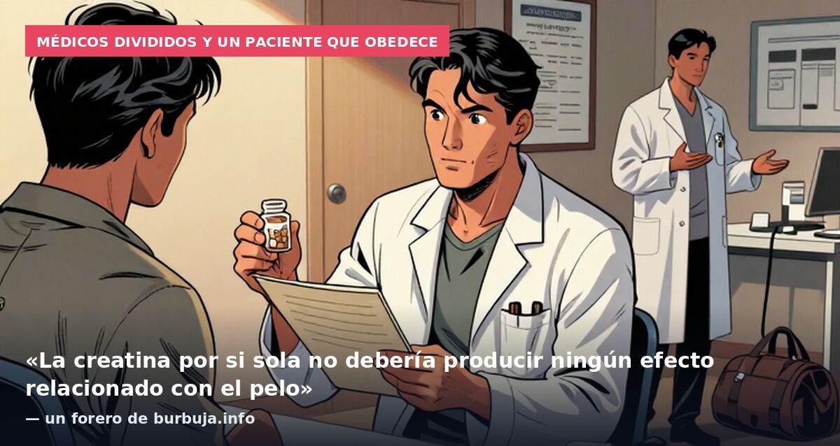 Médicos divididos y un paciente que obedece: «La creatina por si sola no debería producir ningún efecto relacionado con el pelo» — un forero de burbuja.info