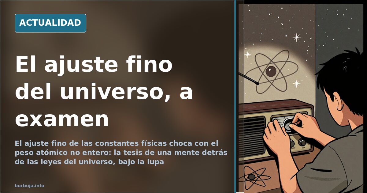 Ilustración editorial de una pizarra con ecuaciones y constantes físicas del universo frente a la silueta de un observador