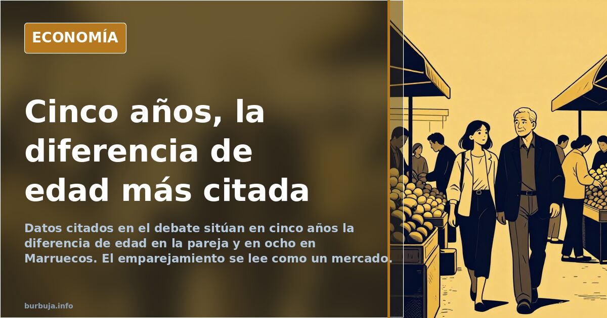 Silueta de una pareja de edades distintas ante un gráfico de barras sobre la brecha de edad en la pareja