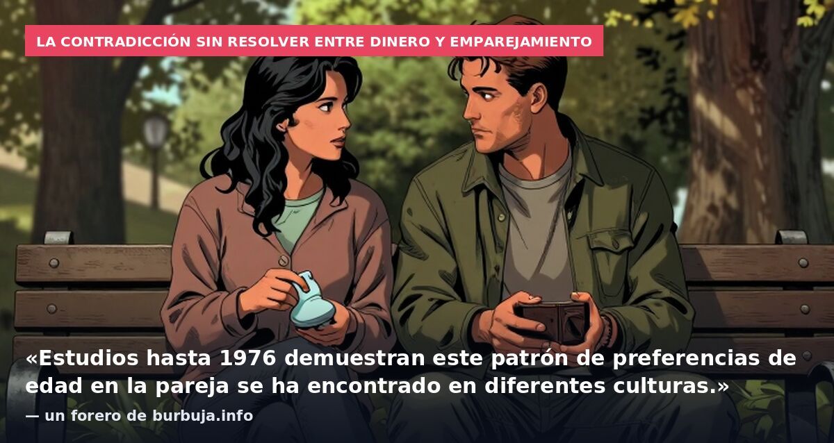 La contradicción sin resolver entre dinero y emparejamiento: «Estudios hasta 1976 demuestran este patrón de preferencias de edad en la pareja se ha encontrado en diferentes culturas.» — un forero de burbuja.info