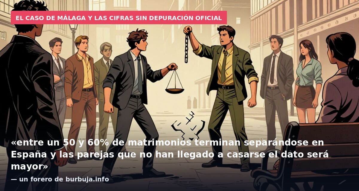 El caso de Málaga y las cifras sin depuración oficial: «entre un 50 y 60% de matrimonios terminan separándose en España y las parejas que no han llegado a casarse el dato será mayor» — un forero de burbuja.info