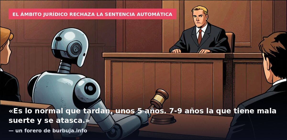 El ámbito jurídico rechaza la sentencia automática: «Es lo normal que tardan, unos 5 años. 7-9 años la que tiene mala suerte y se atasca.» — un forero de burbuja.info