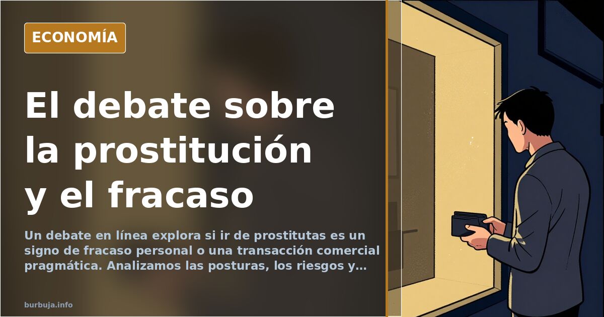 Ilustración abstracta que representa el debate sobre la prostitución, con figuras estilizadas y tonos dorados y azul marino