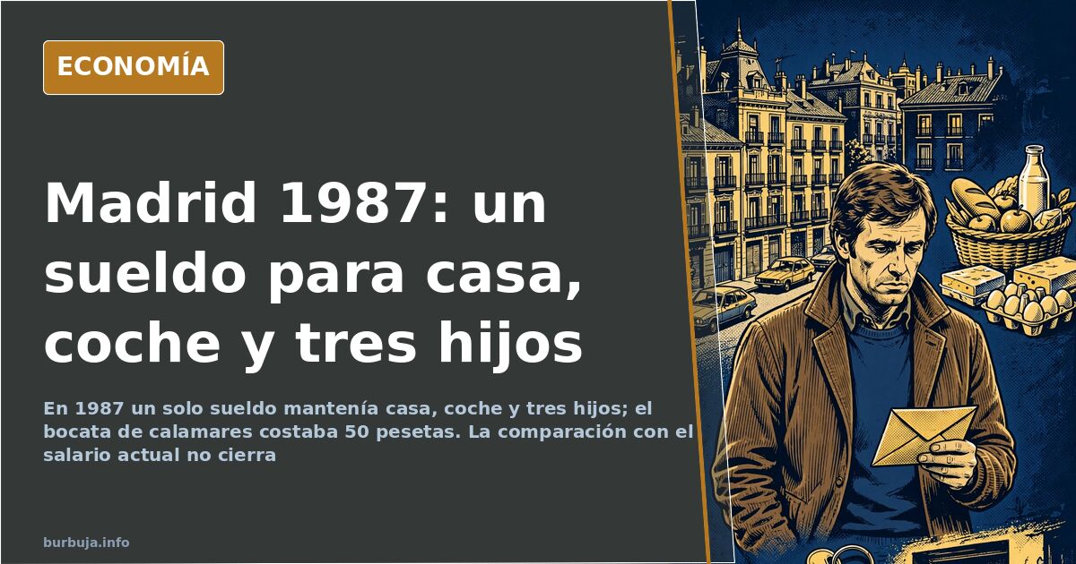 Calle del centro de Madrid en los años 80 con coches clásicos y fachadas antiguas