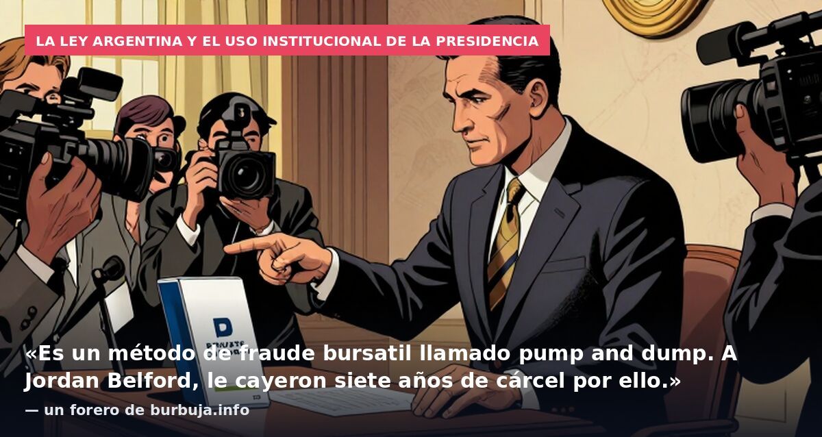 La ley argentina y el uso institucional de la presidencia: «Es un método de fraude bursatil llamado pump and dump. A Jordan Belford, le cayeron siete años de cárcel por ello.» — un forero de burbuja.info