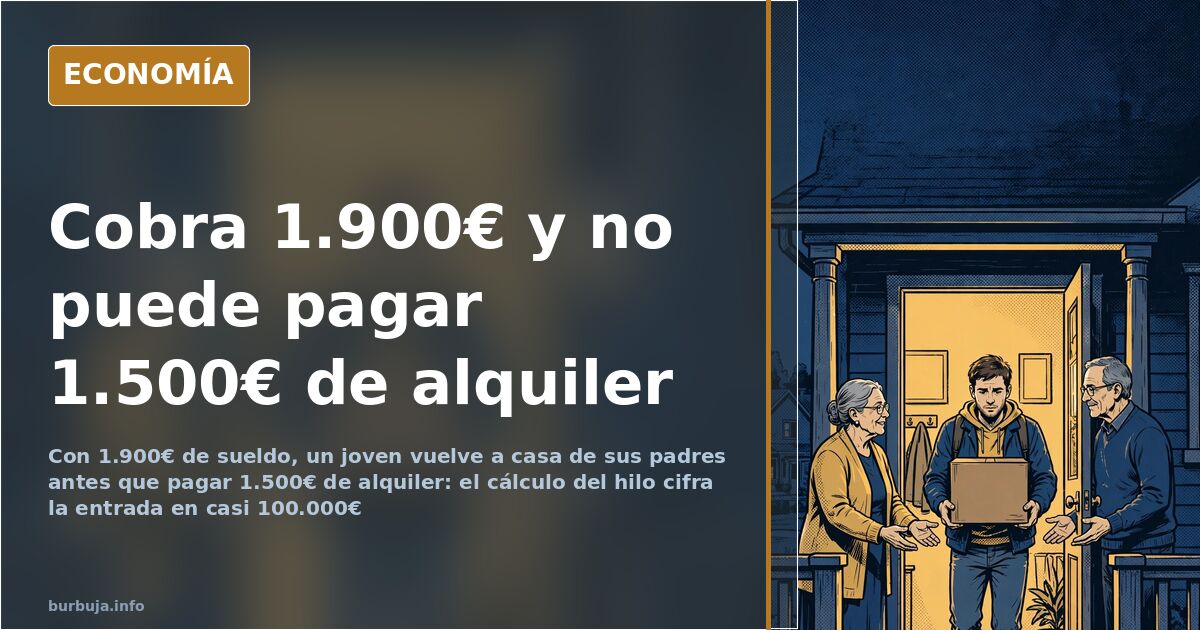 Joven adulto con su nómina de 1.900 euros frente a la puerta de la casa de sus padres por el precio del alquiler