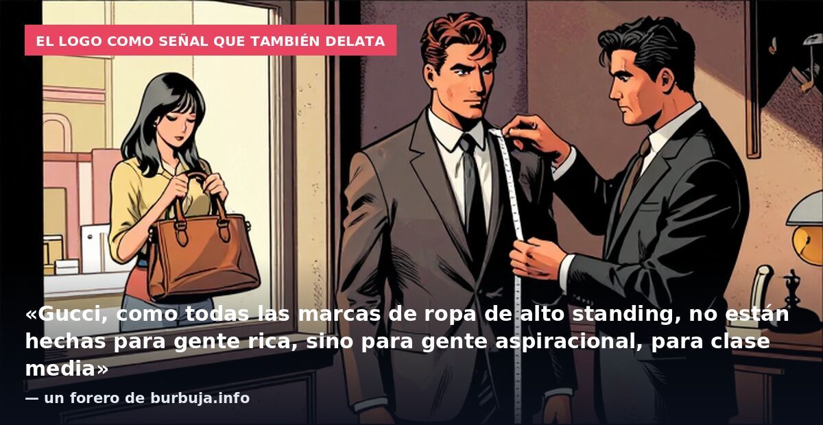 El logo como señal que también delata: «Gucci, como todas las marcas de ropa de alto standing, no están hechas para gente rica, sino para gente aspiracional, para clase media» — un forero de burbuja.info