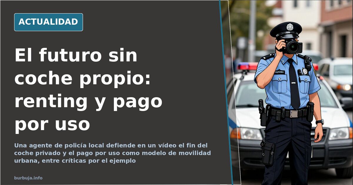 Una agente de policía local uniformada durante una intervención grabada sobre el fin del coche privado y la movilidad urbana