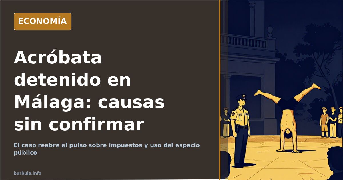 Artista callejero con un aro metálico actuando en una calle de Málaga junto a agentes de policía