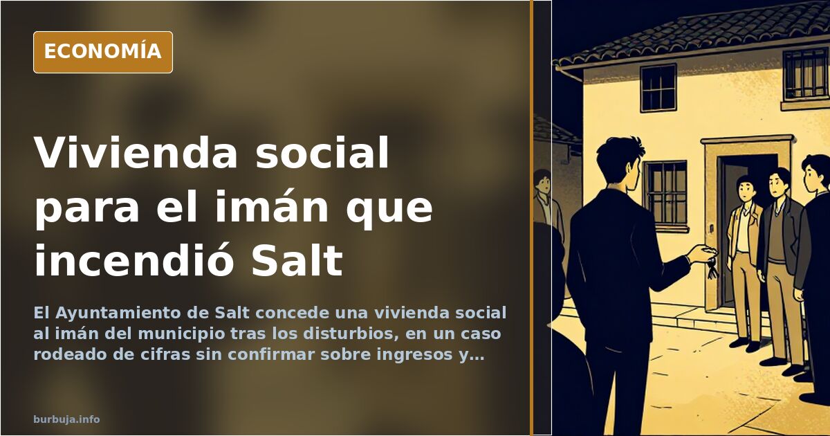 Fachada de un bloque de vivienda social en Salt, Girona, con la persiana bajada en plena calle tras los disturbios registrado