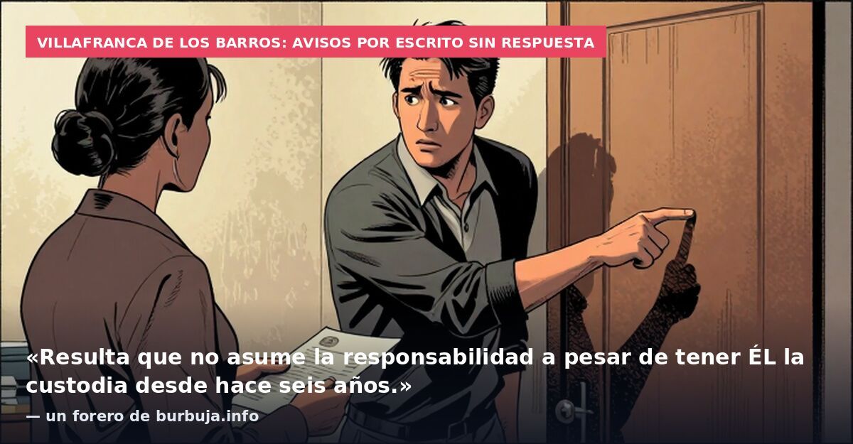 Villafranca de los Barros: avisos por escrito sin respuesta: «Resulta que no asume la responsabilidad a pesar de tener ÉL la custodia desde hace seis años.» — un forero de burbuja.info