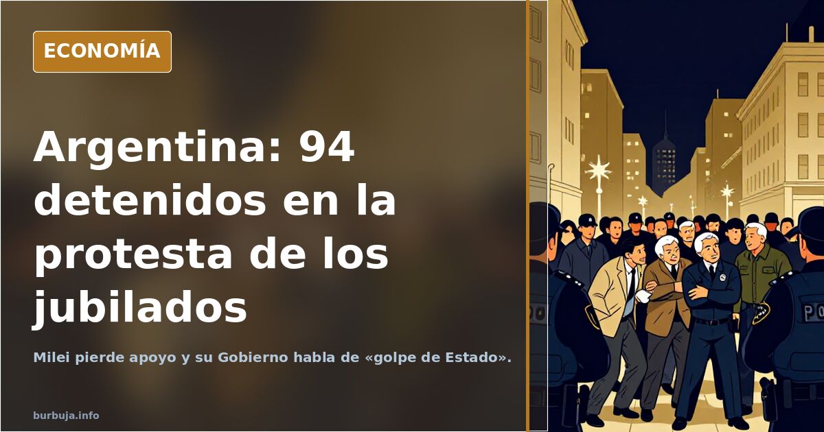 Manifestantes y jubilados durante una protesta frente al Congreso de Buenos Aires que terminó con 94 detenidos