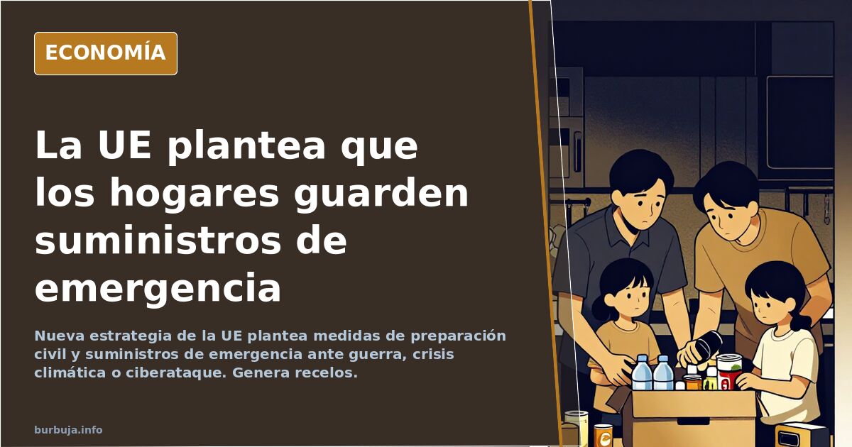 Despensa doméstica con botellas de agua, conservas y material de aseo para una emergencia
