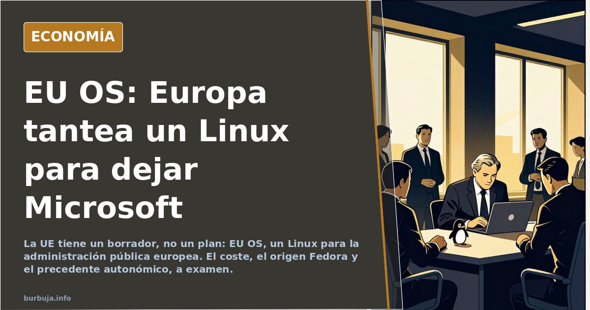Escritorio Linux con aplicaciones ofimáticas abiertas en un ordenador de la administración pública europea