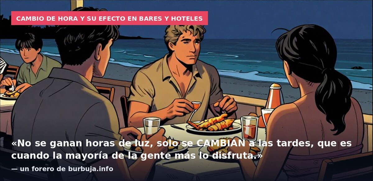 Cambio de hora y su efecto en bares y hoteles: «No se ganan horas de luz, solo se CAMBIAN a las tardes, que es cuando la mayoría de la gente más lo disfruta.» — un forero de burbuja.info