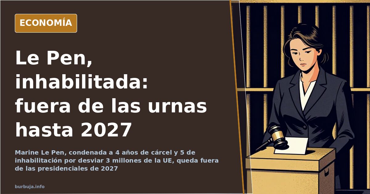 Sala de un tribunal francés con la balanza de la justicia y un escaño vacío tras la condena a Le Pen por malversación