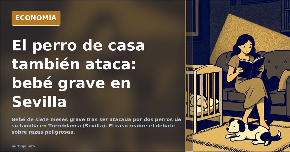 Ilustración de una silueta de perro grande junto a una cuna vacía, símbolo del debate sobre perros potencialmente peligrosos