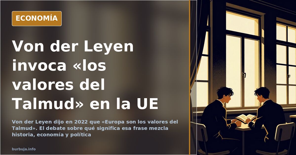 Atrio institucional con banderas de la UE y un libro encuadernado sobre una mesa, en alusión al discurso de Von der Leyen sob