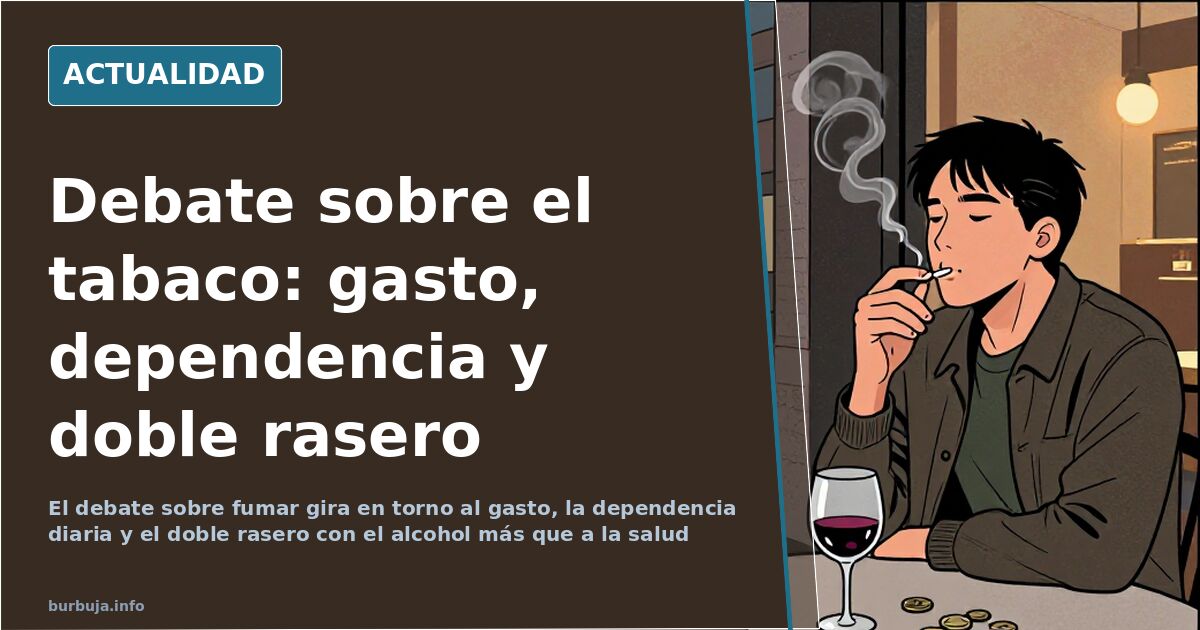 Imagen de una persona fumando un cigarrillo junto a una escalera de servicio, ilustración del debate sobre el gasto en tabaco