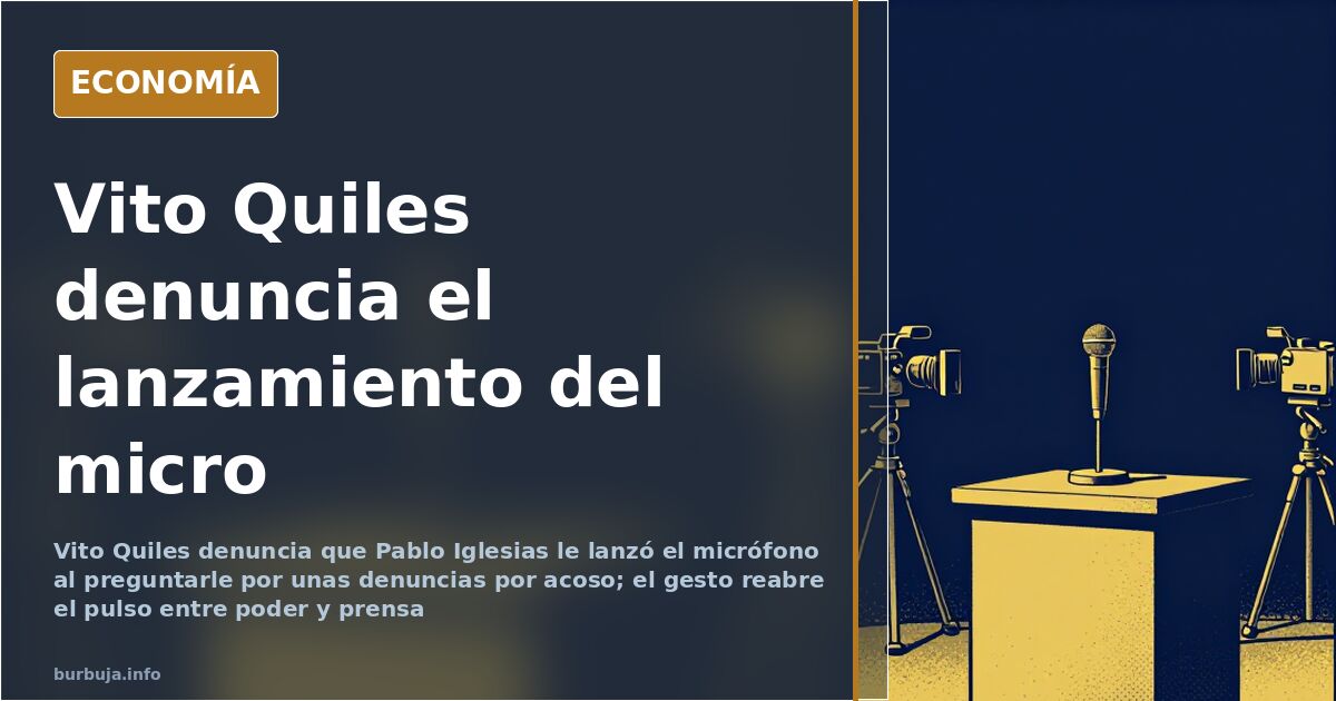 Micrófono de mano durante una pregunta a Pablo Iglesias ante varias cámaras