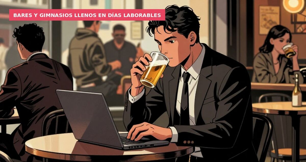 Bares y gimnasios llenos en días laborables