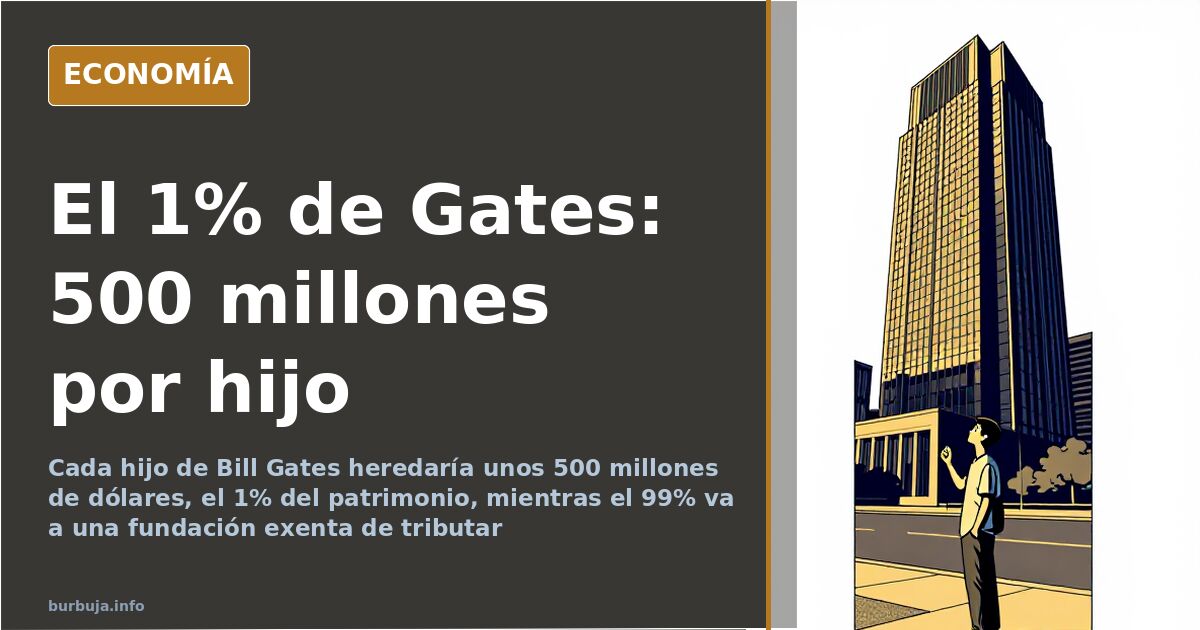 Ilustración editorial sobre la herencia de Bill Gates: una fundación exenta y el reparto de 500 millones a cada hijo