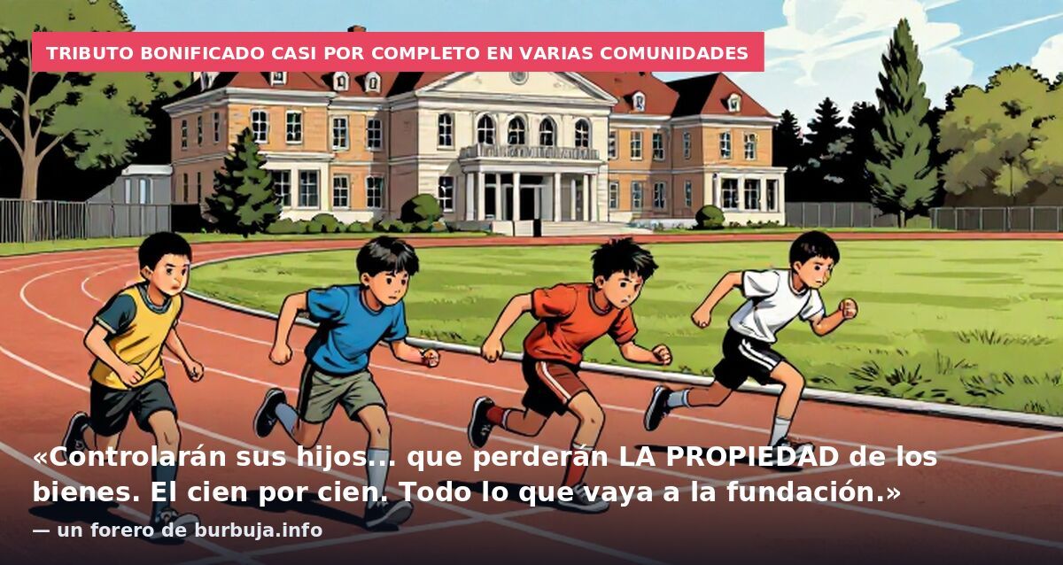Tributo bonificado casi por completo en varias comunidades: «Controlarán sus hijos... que perderán LA PROPIEDAD de los bienes. El cien por cien. Todo lo que vaya a la fundación.» — un forero de burbuja.info