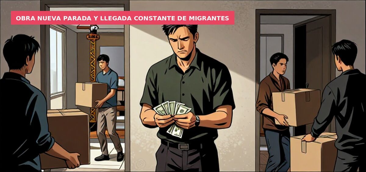Obra nueva parada y llegada constante de migrantes