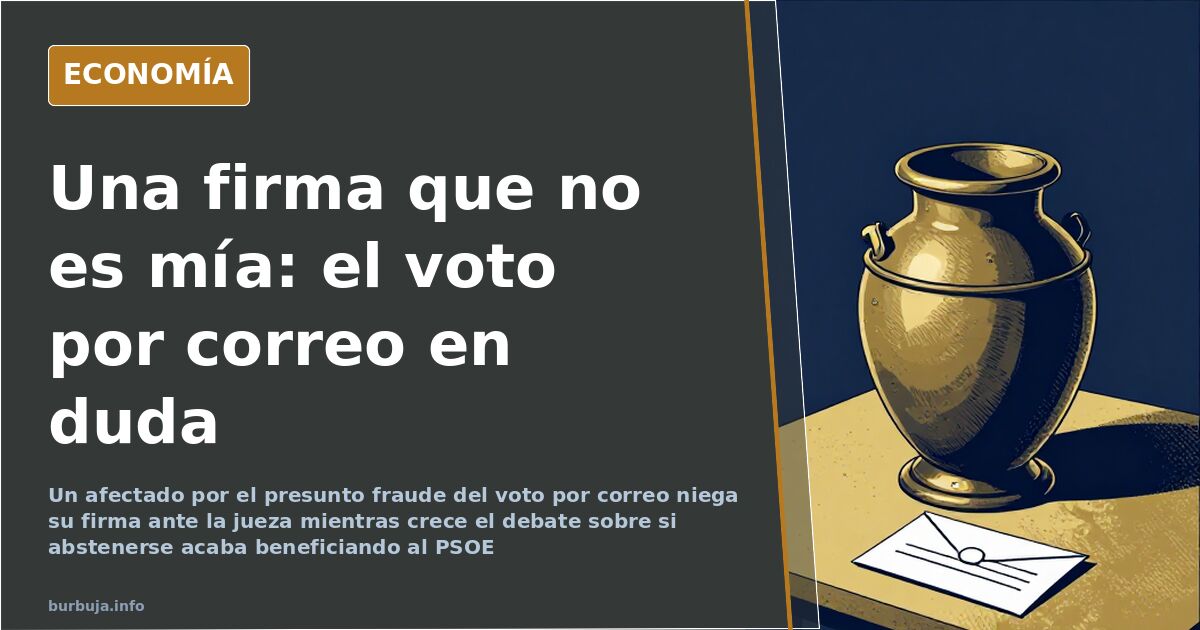 Sobre de voto por correo sellado junto a un documento con una firma no reconocida, imagen ilustrativa del presunto fraude del