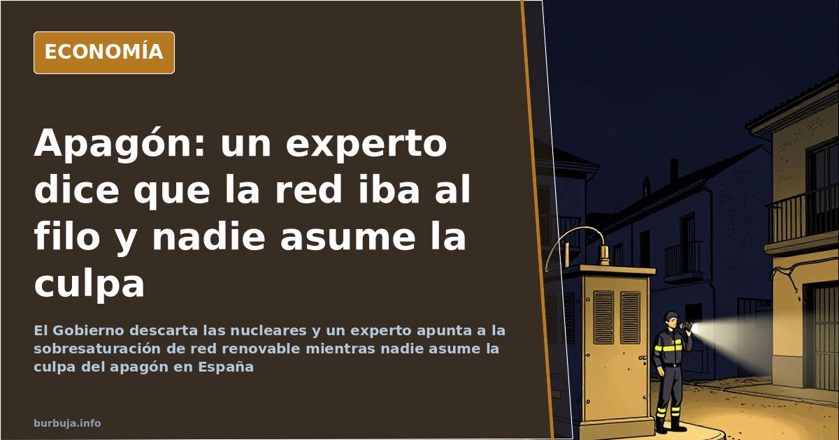 Ilustración editorial de una subestación eléctrica de alta tensión a oscuras durante un apagón
