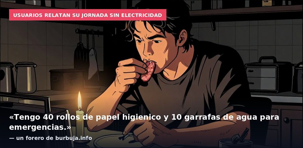 Usuarios relatan su jornada sin electricidad: «Tengo 40 rollos de papel higienico y 10 garrafas de agua para emergencias.» — un forero de burbuja.info
